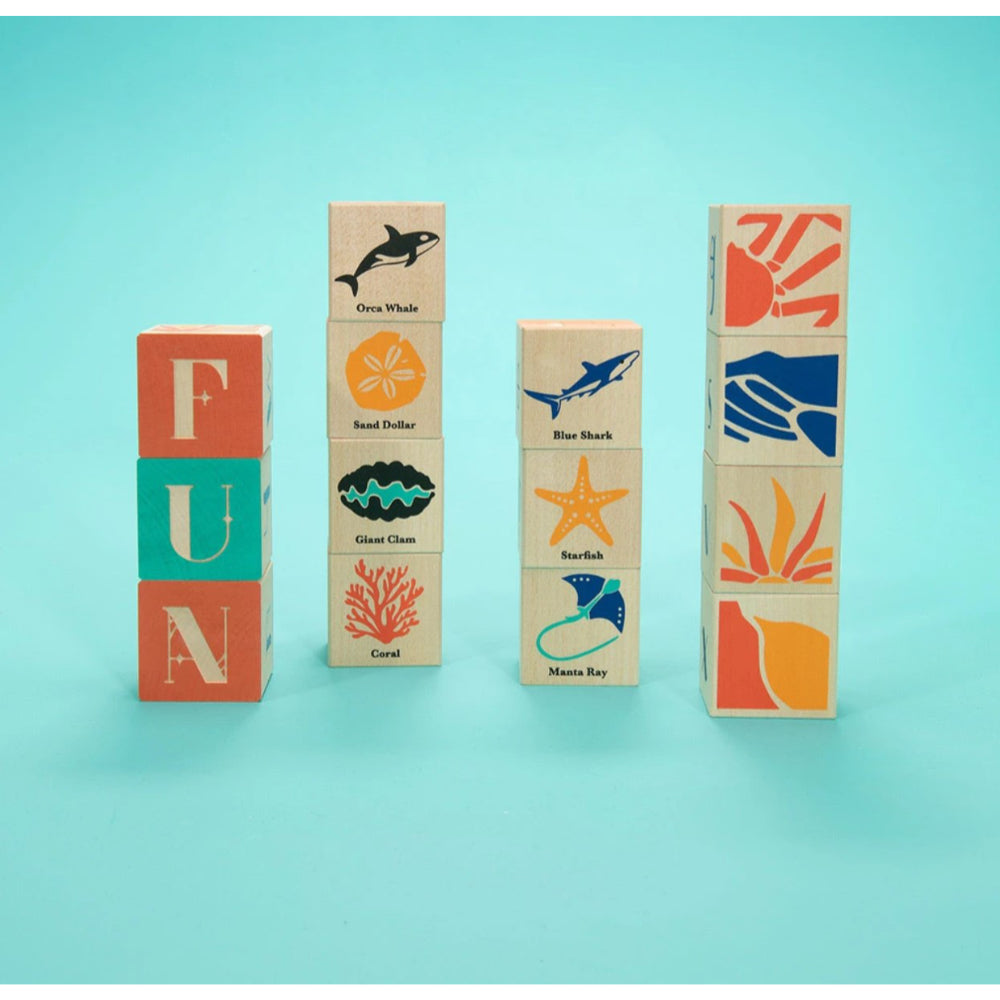 Ocean Blocks - Uppercase ABC Blocks 14pcs