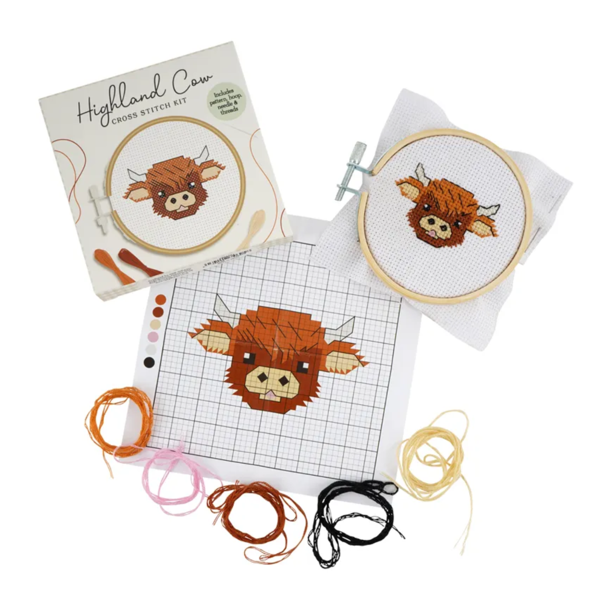 Mini Cross Stitch Kit - Highland Cow