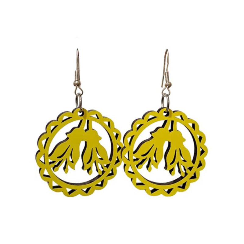 Kowhai Circle Earrings - Yellow
