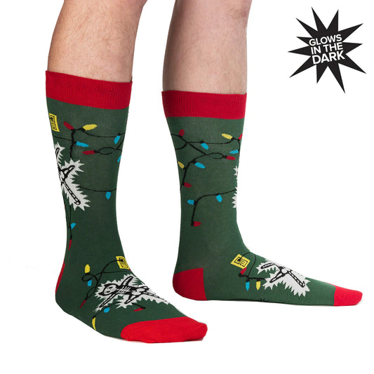 Eating Lights This Holiday - Men's Crew Socks - Glow In The Dark