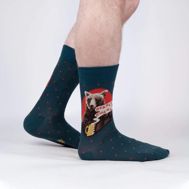 Bearly Awake - Men's Crew Socks - The Red Dog Gift Shop