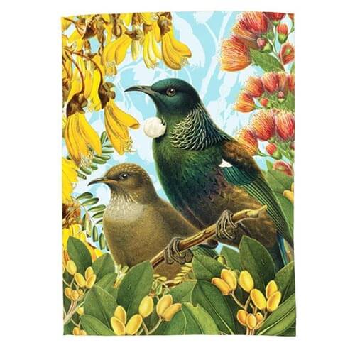 Botanical Tui - Tea Towel - The Red Dog Gift Shop NZ