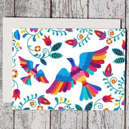 Card - Embroidery Birds - The Red Dog Gift Shop NZ