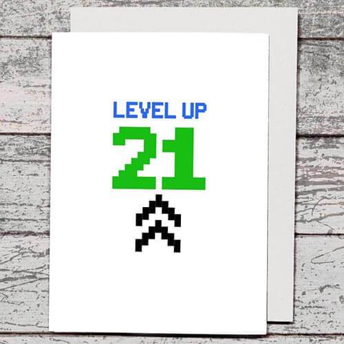 Card - Level Up 21 - The Red Dog Gift Shop NZ