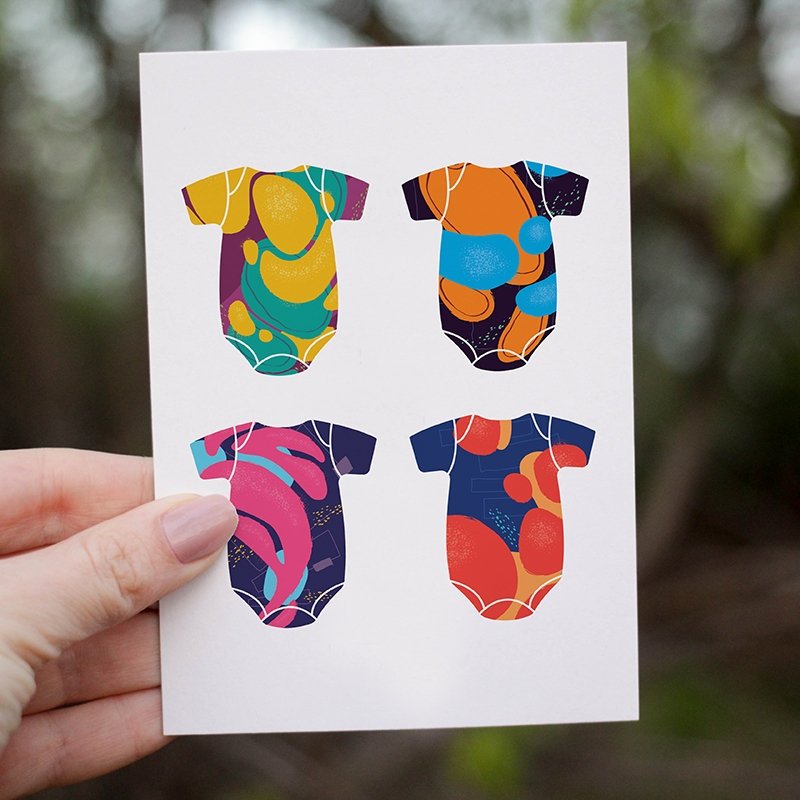 Card - Onesie Quad - The Red Dog Gift Shop NZ