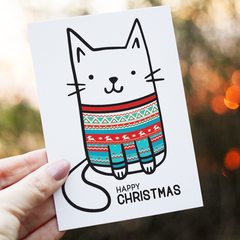 Card - Christmas Sweater Cat