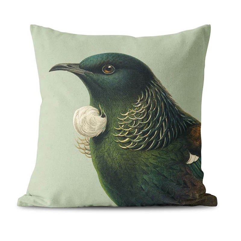 Hushed Green Tui Cushion Cover - The Red Dog Gift Shop NZ