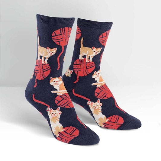 Kitten Knitten - Women's Crew Socks - The Red Dog Gift Shop NZ