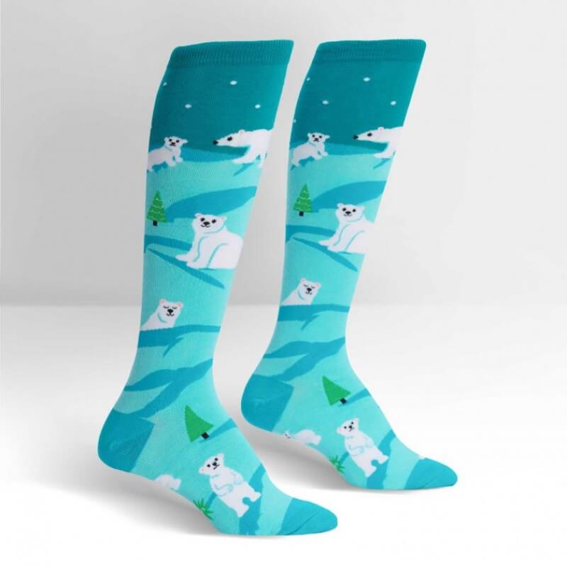 Polar Bear Stare - Women's Knee Length Socks - The Red Dog Gift Shop NZ