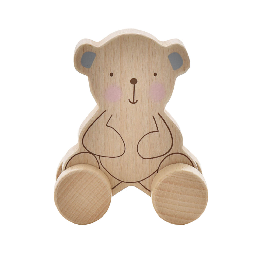 Bambino Classic Wooden Push Toy -  Teddy Bear