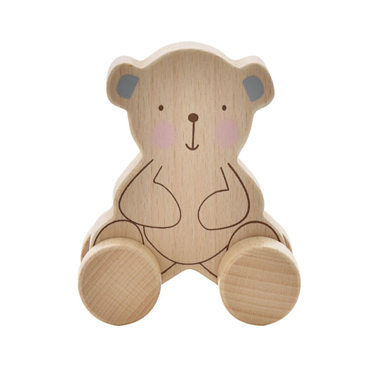 Bambino Classic Wooden Push Toy -  Teddy Bear