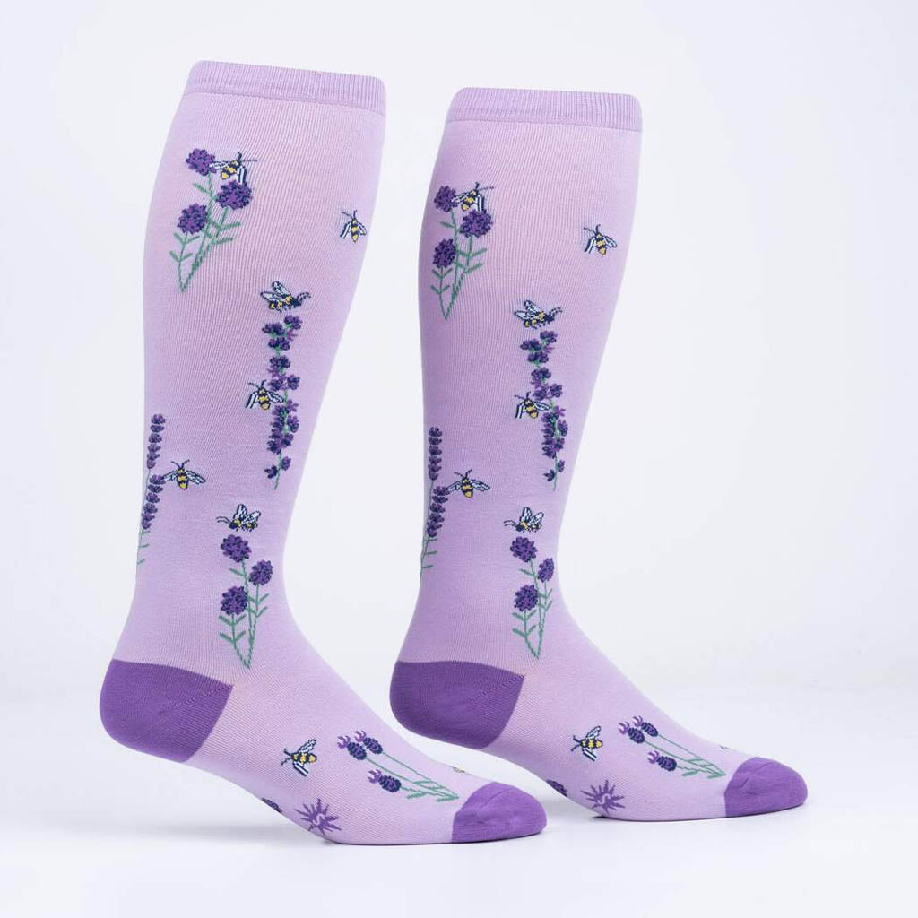 Bees & Lavender - Women's Stretch Knee Length Socks
