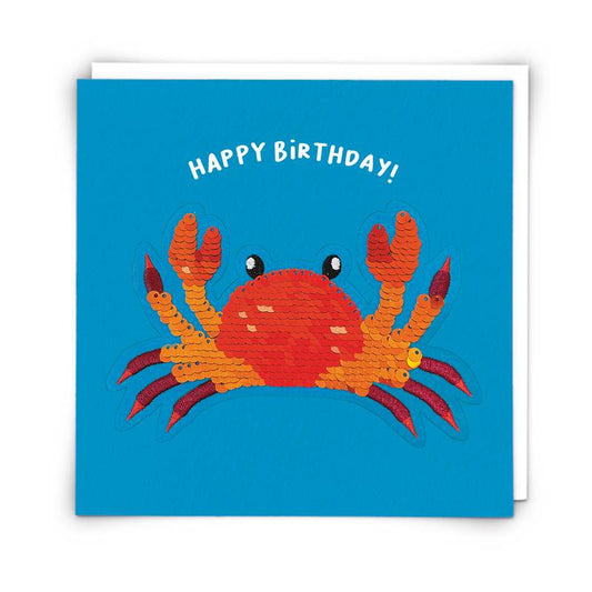 Card - Sequin Patch Birthday Crab