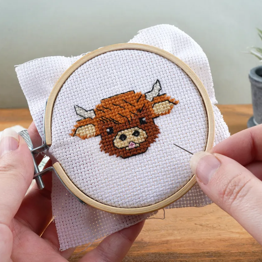 Mini Cross Stitch Kit - Highland Cow