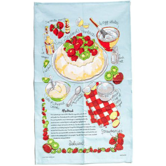 Kiwi Pavlova Blue Tea Towel