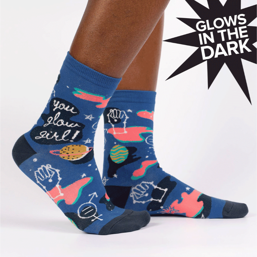 You Glow Girl - Women's Crew Socks - Glow In The Dark