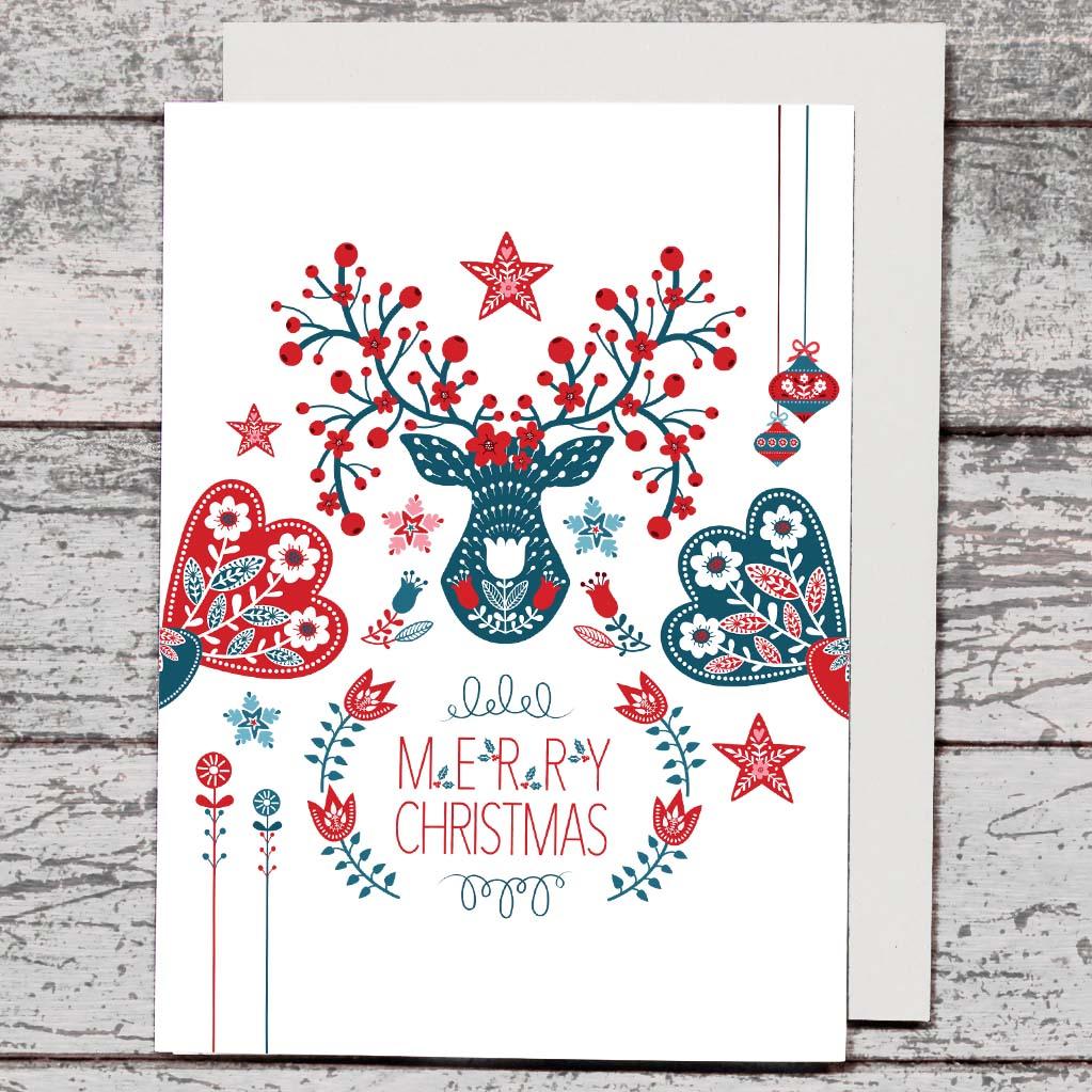 Card - Christmas Deer - The Red Dog Gift Shop NZ