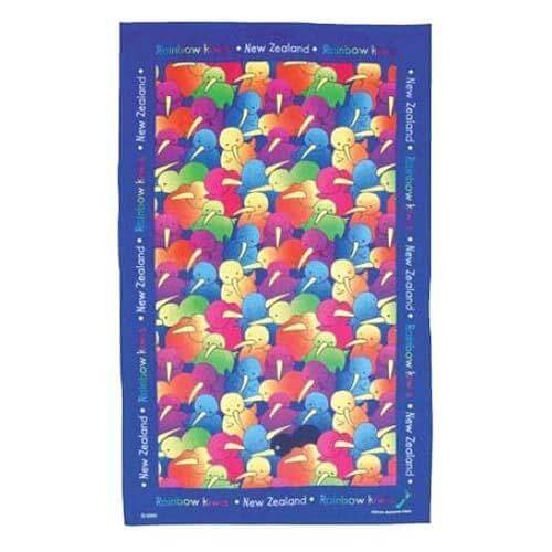 Rainbow Kiwi Tea Towel - The Red Dog Gift Shop NZ
