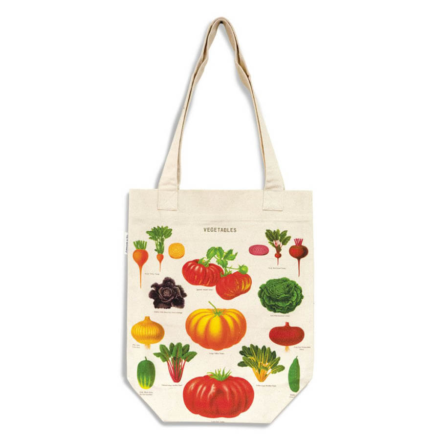 Vintage Cavallini Print Tote Bag Vegetable Garden The Red Dog Gift