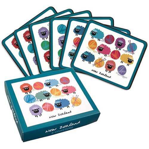 Woolly Brights Coasters - Set of 6 - The Red Dog Gift Shop NZ